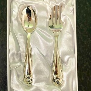 Things Remembered Baby Silver Alloy Teddy Bear spoon and fork set